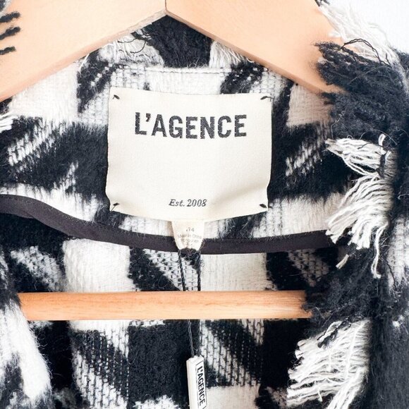 L'Agence Black White Check Print Zuri Half Duster 14 - Picture 5 of 9